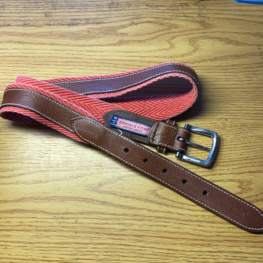 Vineyard Vines Cotton/Leather Belt